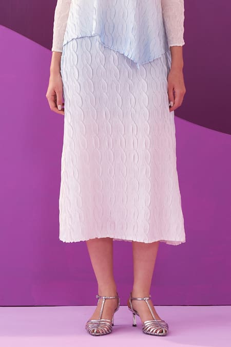 Shop Pleats By Aruni White Round Neck Blue Clarey Skirt Set Online at Aza Fashions Shop_Pleats By Aruni_White Round Neck Blue Clarey Skirt Set _Online_at_Aza_Fashions