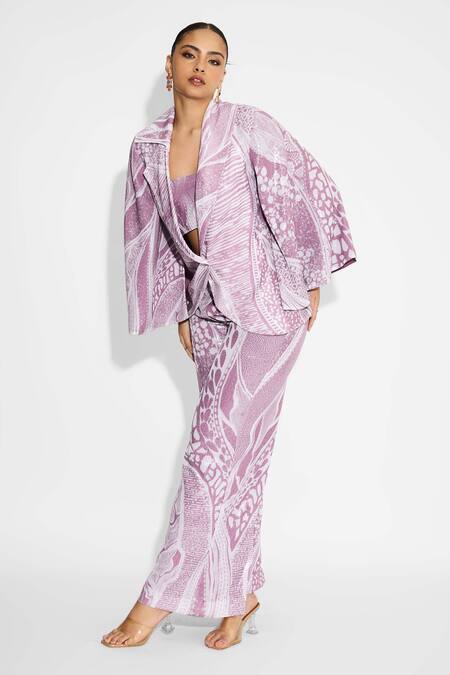 SHASHA GABA Purple Polyester Sequins Open Neck Amorphous Cape Style Jacket Online at Aza Fashions SHASHA GABA_Purple Polyester Sequins Open Neck Amorphous Cape Style Jacket _Online_at_Aza_Fashions