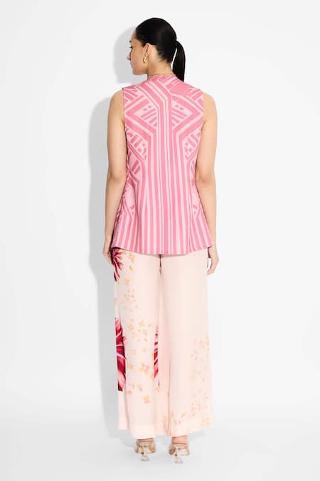 SHASHA GABA Pink Stripe Lapel Jacket 