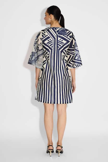 SHASHA GABA Striped Wrap Dress 