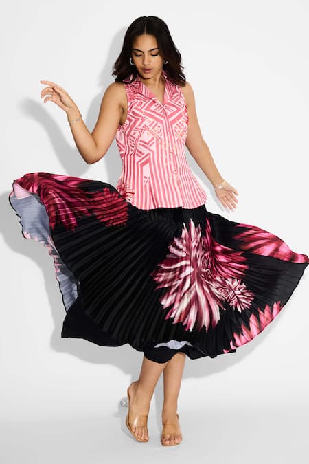 SHASHA GABA Stripe Notch Vest 