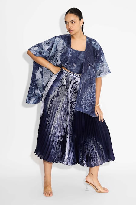 SHASHA GABA Obsidian Blue Sequin Shrug 