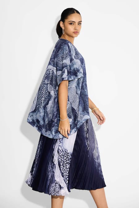 SHASHA GABA Obsidian Blue Sequin Shrug 