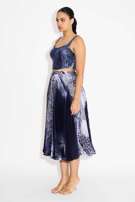 Buy_SHASHA GABA_Blue Sequins Square Neck Swirl Corset _Online_at_Aza_Fashions