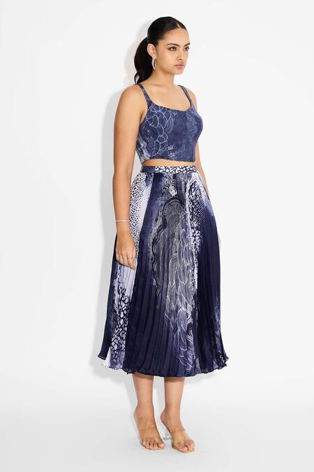 Shop_SHASHA GABA_Blue Sequins Square Neck Swirl Corset _Online_at_Aza_Fashions