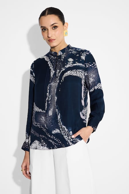 SHASHA GABA Amorphous Pintuck Shirt 