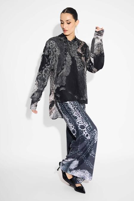 SHASHA GABA Black Amorphous Print Shirt 
