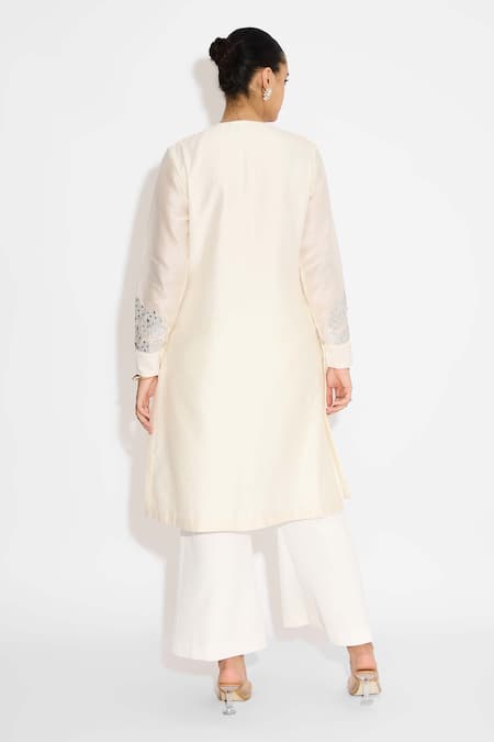 SHASHA GABA Applique Ivory Straight Kurta 