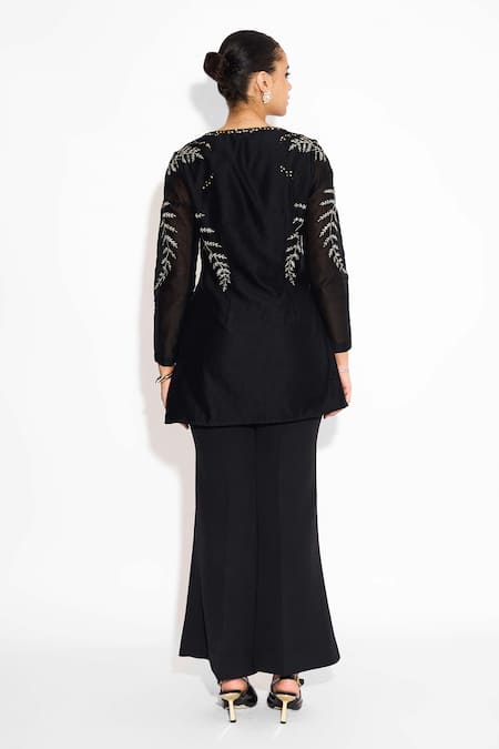 SHASHA GABA Black Embellished Short Kurta 