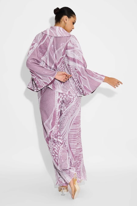 SHASHA GABA Amorphous Dusty Purple Sequin Pant 