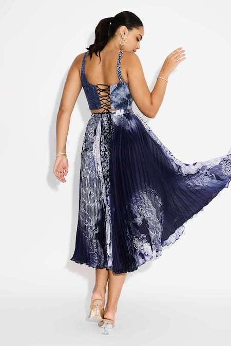 SHASHA GABA Swirl Pleated Skirt 