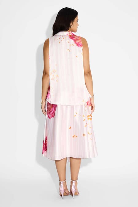 SHASHA GABA Floral Gathered Midi Skirt 