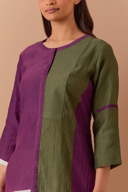 Buy Priya Chaudhary Multi Color Chanderi Round Neck Multicolor Kurta And Pant Set Online at Aza Fashions Buy_Priya Chaudhary_Multi Color Chanderi Round Neck Multicolor Kurta And Pant Set _Online_at_Aza_Fashions