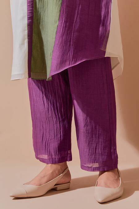 Shop Priya Chaudhary Multi Color Chanderi Round Neck Multicolor Kurta And Pant Set Online at Aza Fashions Shop_Priya Chaudhary_Multi Color Chanderi Round Neck Multicolor Kurta And Pant Set _Online_at_Aza_Fashions