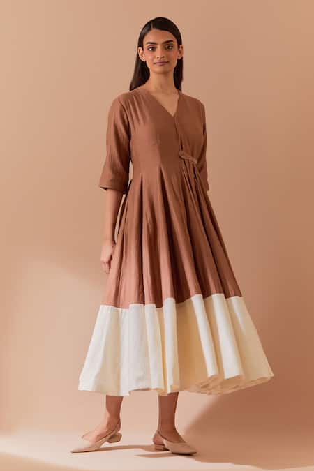Priya Chaudhary Brown Chanderi Midi Dress 