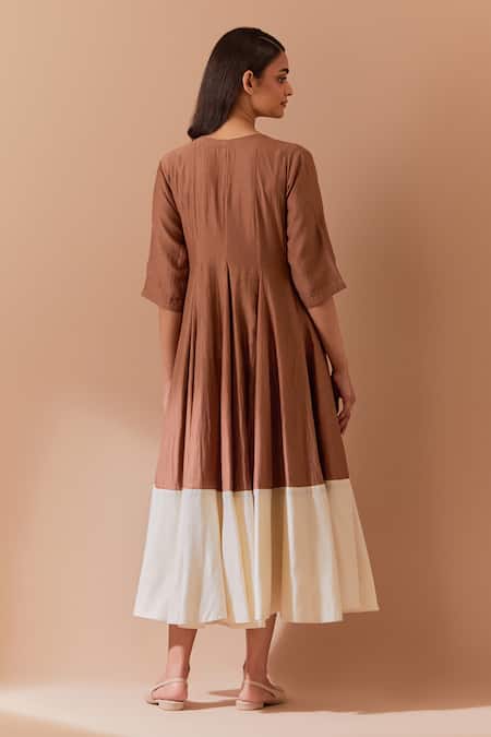 Priya Chaudhary Brown Chanderi Midi Dress 