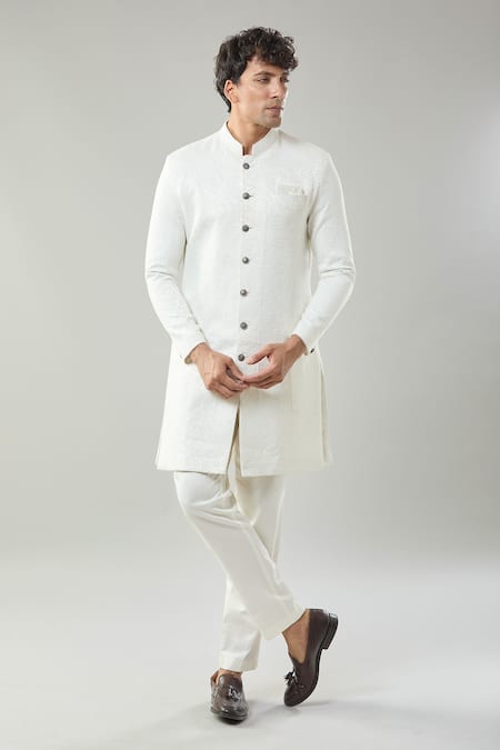 Arihant Rai Sinha Woven Jacquard Sherwani & Pollo Pant Set 