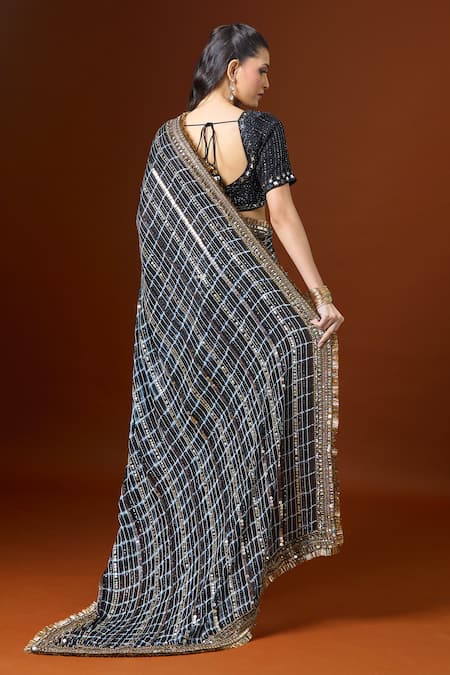 Yoshita Couture Norah Dori Stripe Embroidered Saree Set 