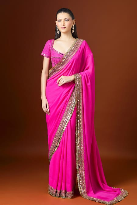 Yoshita Couture Fringe Border Embroidered Saree Set 