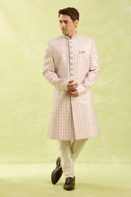 Shop_Arihant Rai Sinha_Pink Embroidery Sherwani With Chudidar 