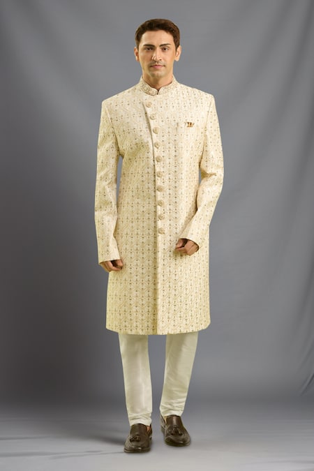 Arihant Rai Sinha Cream Hand Embroidered Sherwani Set 