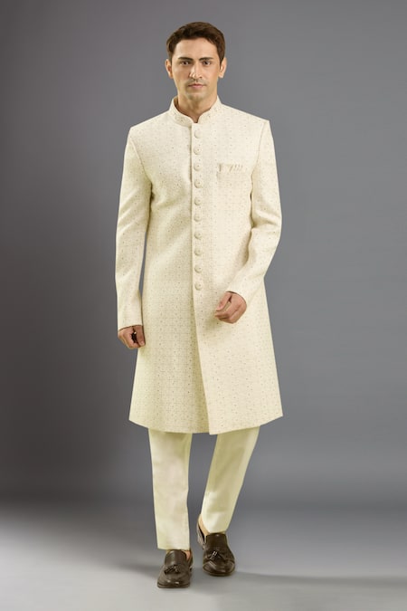 Arihant Rai Sinha Cream Hand Embroidered Sherwani Set 