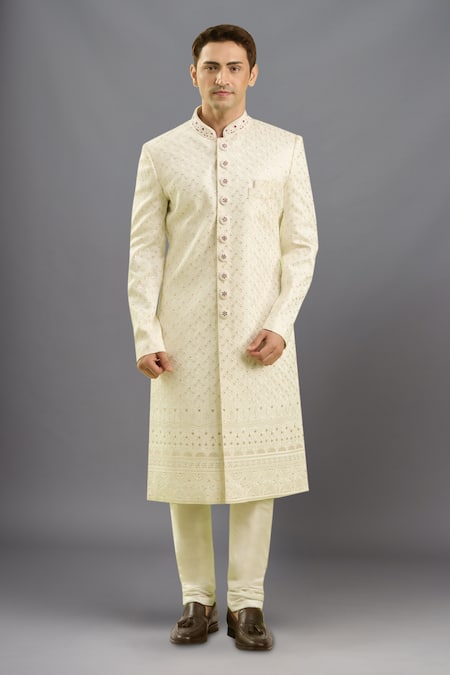 Arihant Rai Sinha Cream Hand Embroidered Sherwani Set 