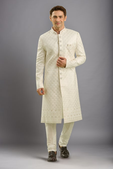 Arihant Rai Sinha Cream Hand Embroidered Sherwani Set 