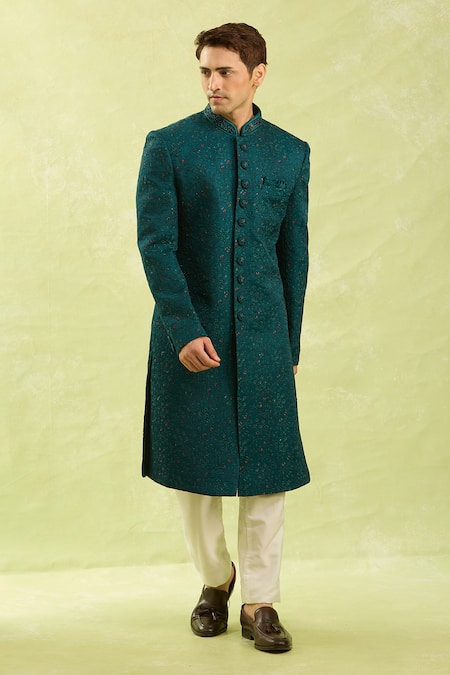 Arihant Rai Sinha Green Embroidery Computer Thread Work Sherwani Set Online at Aza Fashions Arihant Rai Sinha_Green Embroidery Computer Thread Work Sherwani Set _Online_at_Aza_Fashions
