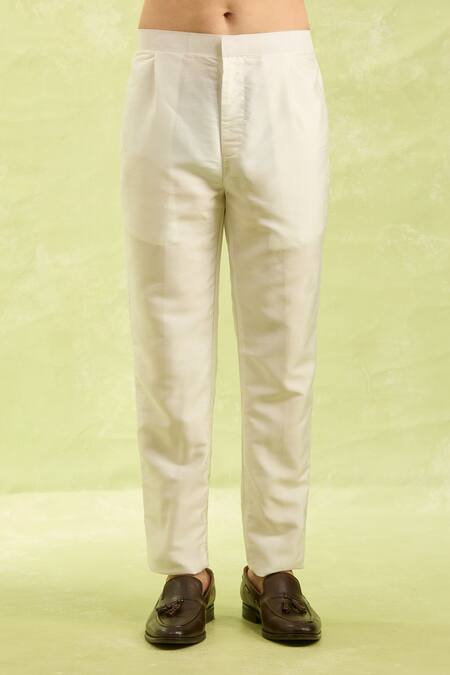 Arihant Rai Sinha_Cream Embroidery Jacquard Banarasi Silk Sherwani Set _Online_at_Aza_Fashions