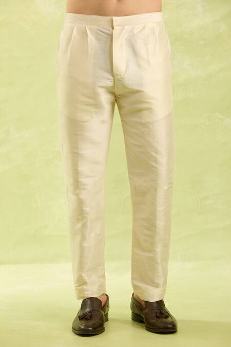 Shop Arihant Rai Sinha Gold Embroidery Jacquard Banarasi Silk Sherwani Set Shop_Arihant Rai Sinha_Gold Embroidery Jacquard Banarasi Silk Sherwani Set