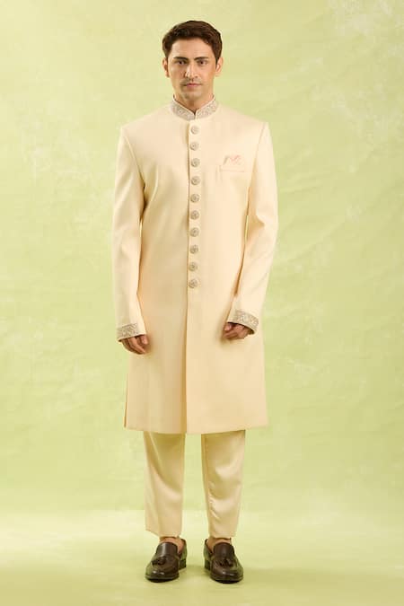 Arihant Rai Sinha_Cream Embroidery Sherwani Set With Pants _at_Aza_Fashions