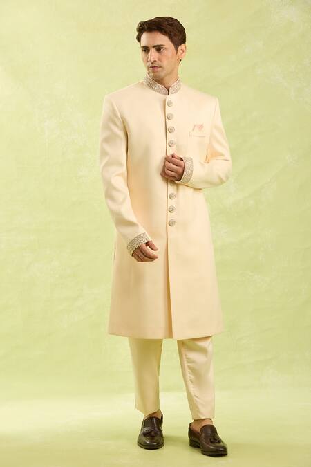 Buy_Arihant Rai Sinha_Cream Embroidery Sherwani Set With Pants 