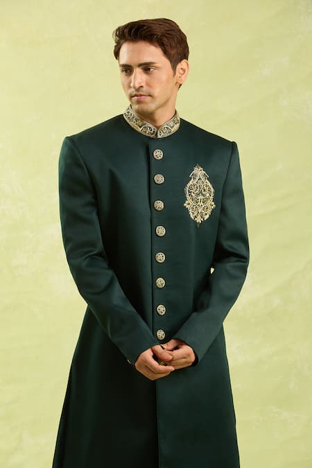 Buy_Arihant Rai Sinha_Green Embroidery Sherwani Set _Online_at_Aza_Fashions