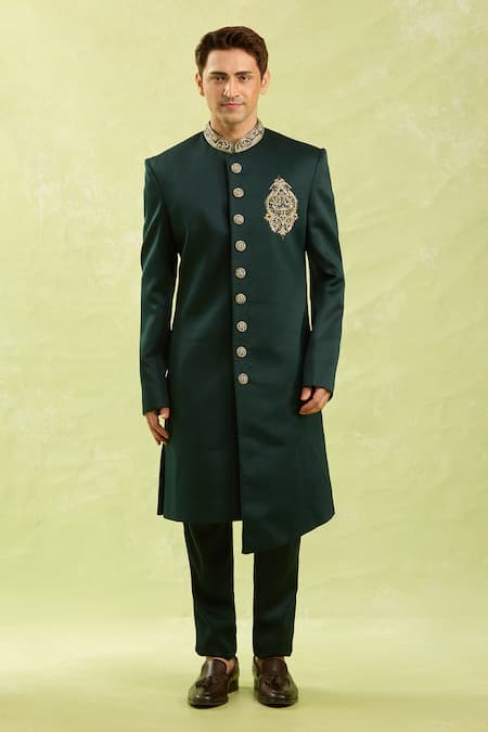 Arihant Rai Sinha_Green Embroidery Sherwani Set _at_Aza_Fashions
