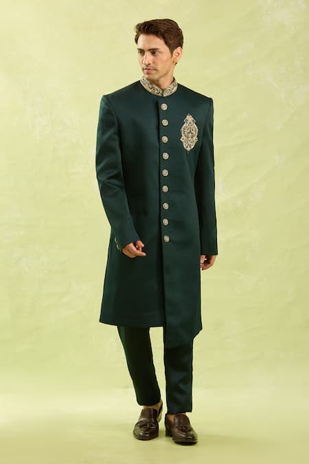 Buy_Arihant Rai Sinha_Green Embroidery Sherwani Set 