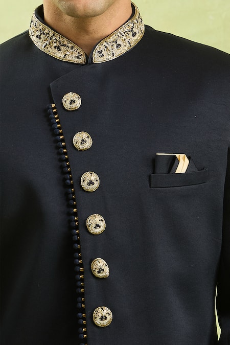 Buy_Arihant Rai Sinha_Blue Embroidery Sherwani With Half Elastic Pant 