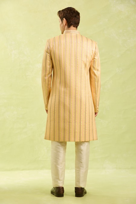 Arihant Rai Sinha Yellow Art Silk Sherwani with Pant Set 