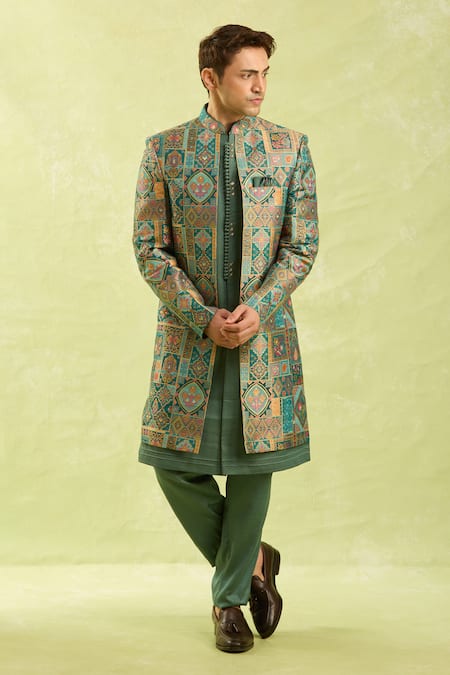 Arihant Rai Sinha Multi Color Jacquard Art Silk Jacket Set 