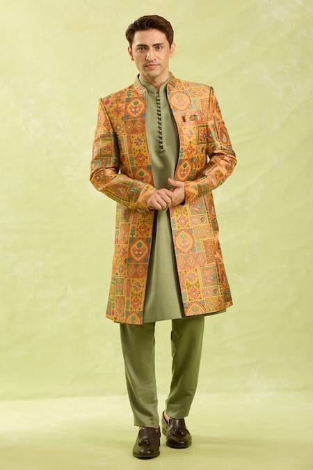 Arihant Rai Sinha Geometric Woven Sherwani Set 