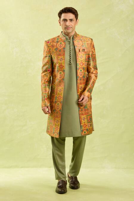 Buy Arihant Rai Sinha Multi Color Embroidery Geometric Woven Sherwani Set Buy_Arihant Rai Sinha_Multi Color Embroidery Geometric Woven Sherwani Set