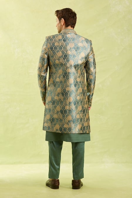 Shop_Arihant Rai Sinha_Green Embroidery 3 Piece Jacket Set _at_Aza_Fashions