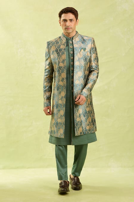 Arihant Rai Sinha_Green Embroidery 3 Piece Jacket Set _at_Aza_Fashions