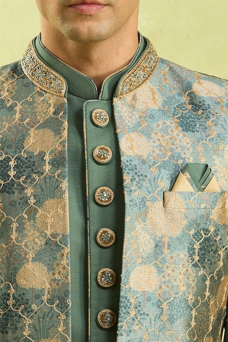 Shop_Arihant Rai Sinha_Green Embroidery 3 Piece Jacket Set 