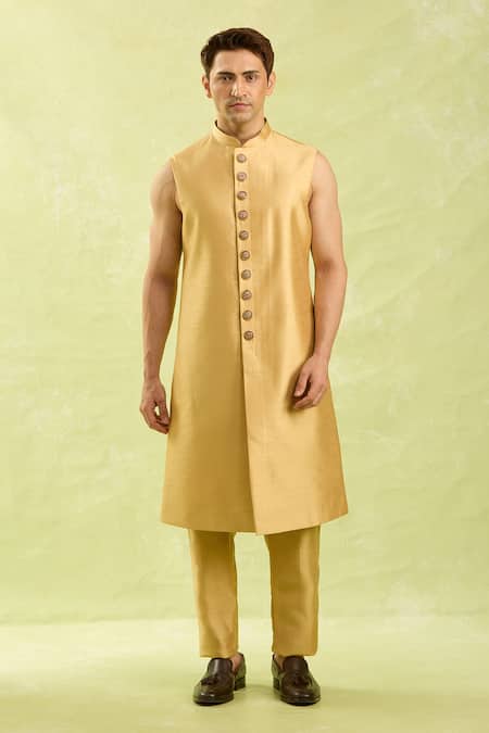 Shop_Arihant Rai Sinha_Pink Embroidery 3 Piece Sherwani Set _Online_at_Aza_Fashions