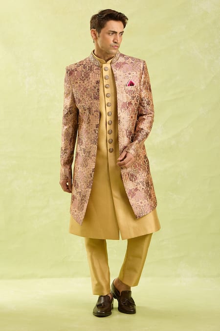 Arihant Rai Sinha_Pink Embroidery 3 Piece Sherwani Set _at_Aza_Fashions
