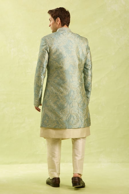 Arihant Rai Sinha Grey Beige Embroidered Sherwani Set 