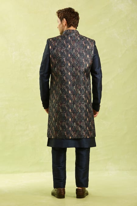 Arihant Rai Sinha Blue Digital Print Nehru Jacket Set 