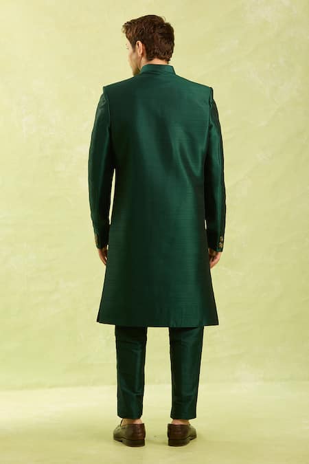 Arihant Rai Sinha Green Embroidered 3 Piece Jacket Set 