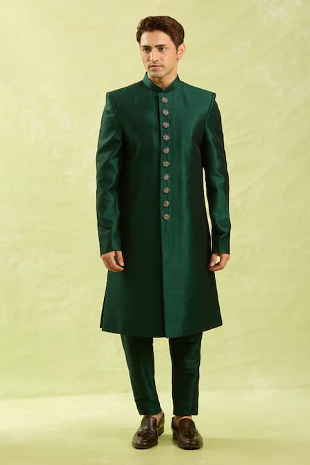 Arihant Rai Sinha_Green Embroidered 3 Piece Jacket Set _at_Aza_Fashions